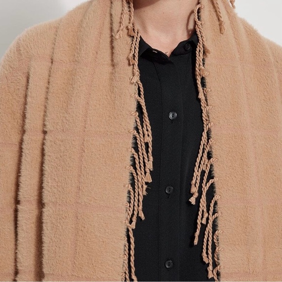 LYSSE Alice Fringe Sweater Coat Macaroon Plaid Cardigan Shawl Jacket - Picture 8 of 9